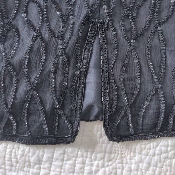 Vintage 1980s Beaded Dress Mark & John by Sam 100% Silk Black Cocktail Medium - Picture 11 of 13